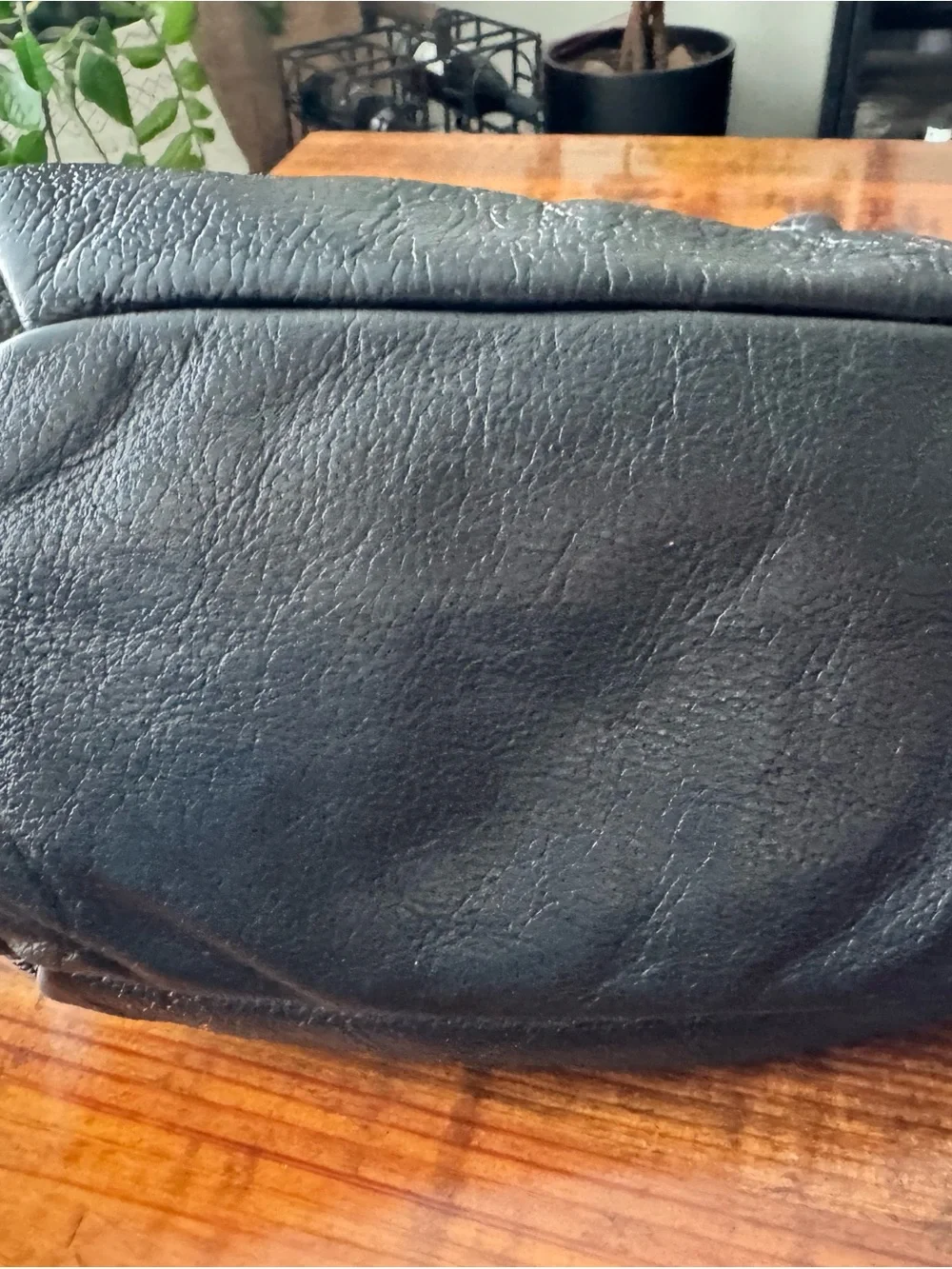 Tenorio Black Pebbled Leather Hobo Bag